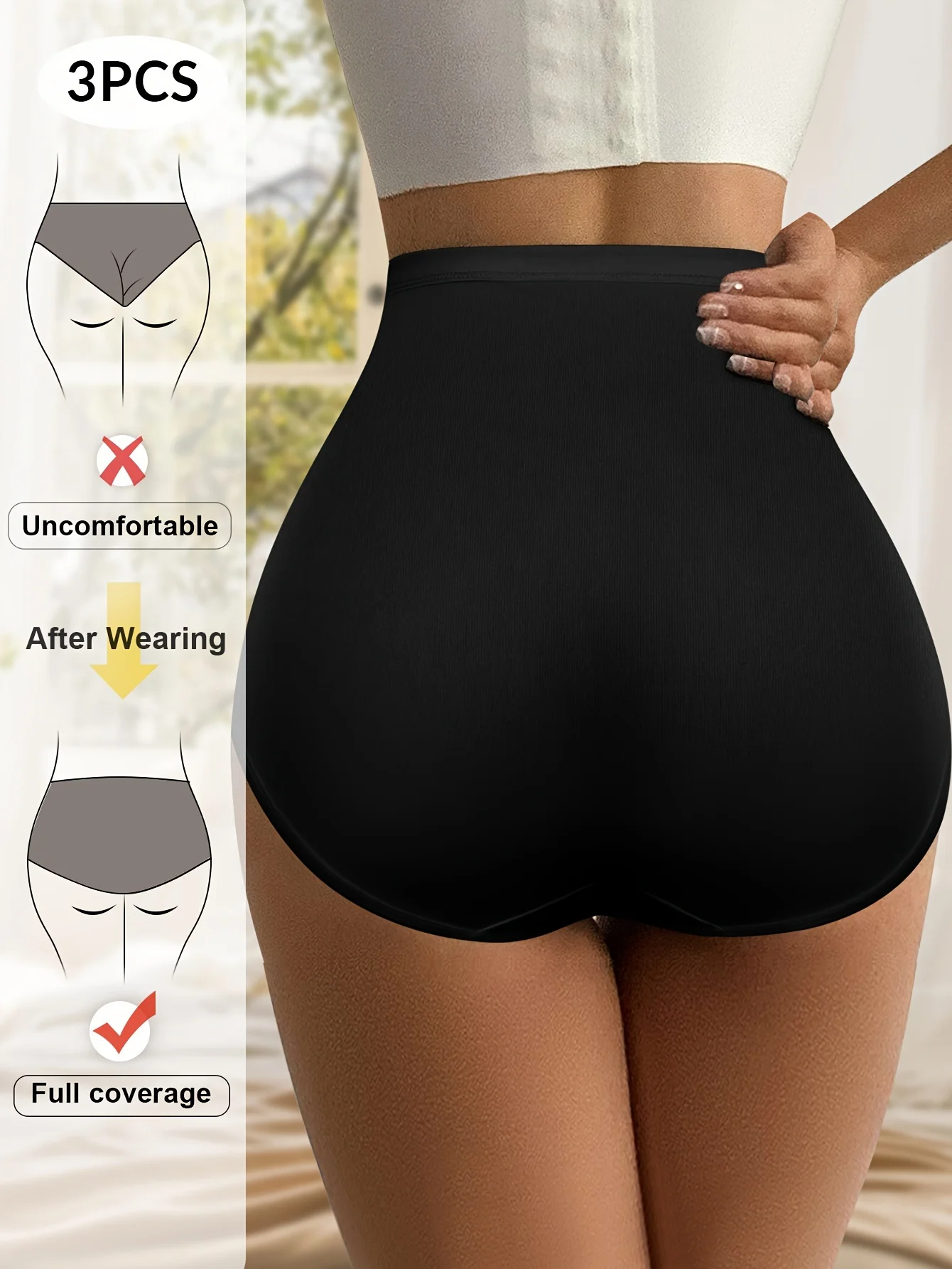 1pcs High Waisted Panties Lift Hip and Tummy Breathable Mesh Sexy Panties Cross Tummy Ice Silk Traceless image 5