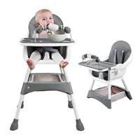 Baby High Chair, Portable Baby Dining Chairs Eat & Play Convertible High Chair with Double-Layer Dinner Plate and Toy Rack 1
