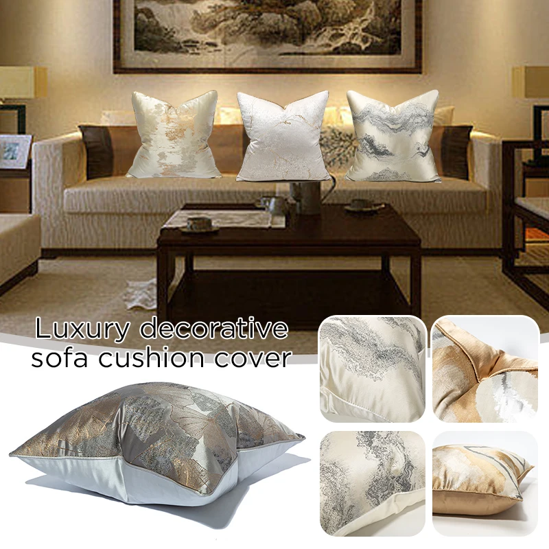 

Golden Luxury Jacquard Decorative Cushion Cover Sofa Throw Embroidered Pillowcase 30x50/45x45/50x50cm Living Room Home Decor