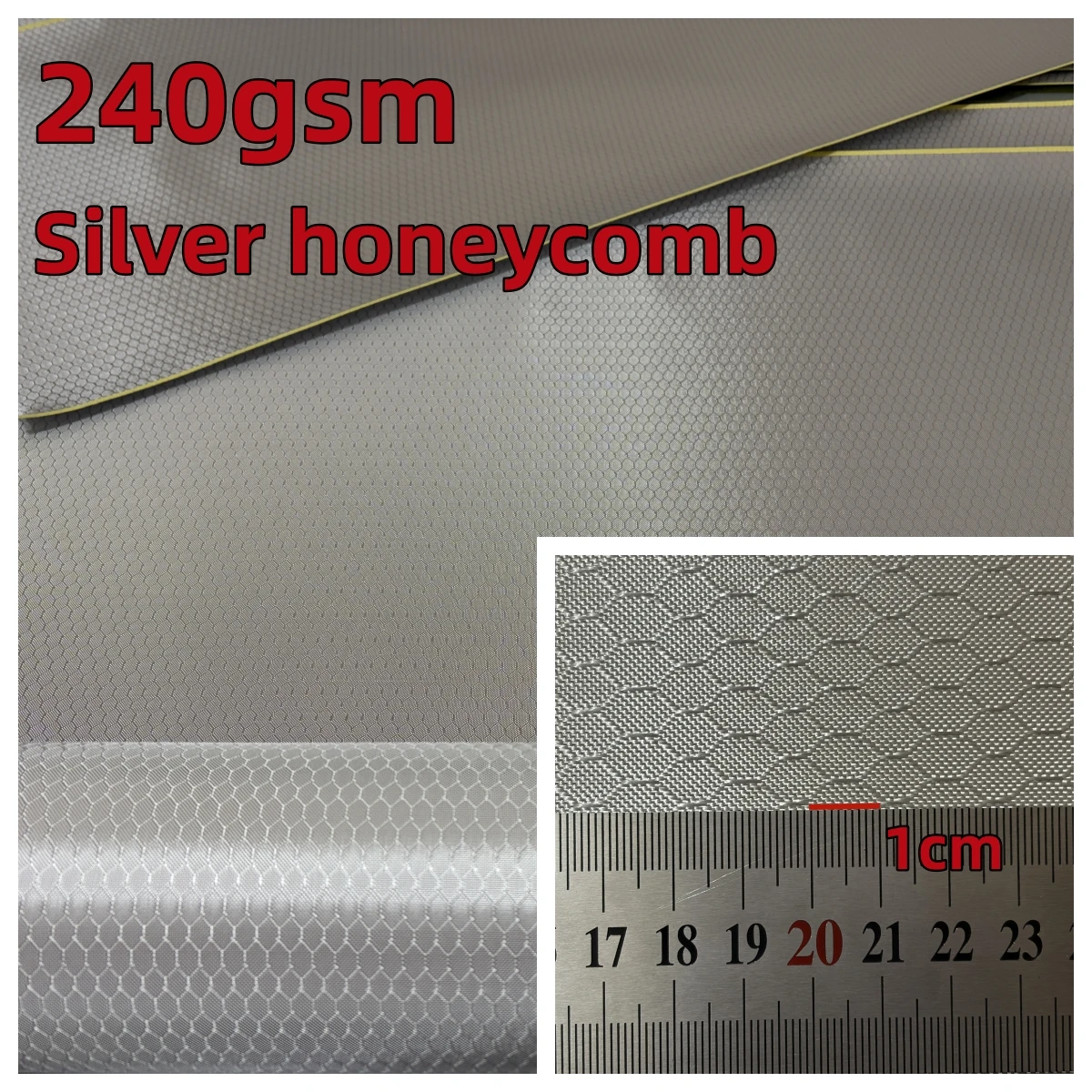 

240gsm 2x2 Football honeycomb pattern fabric Glass carbon blend plating Silver fabric， 40" inch / 100cm width 30cm/50cm lengh.