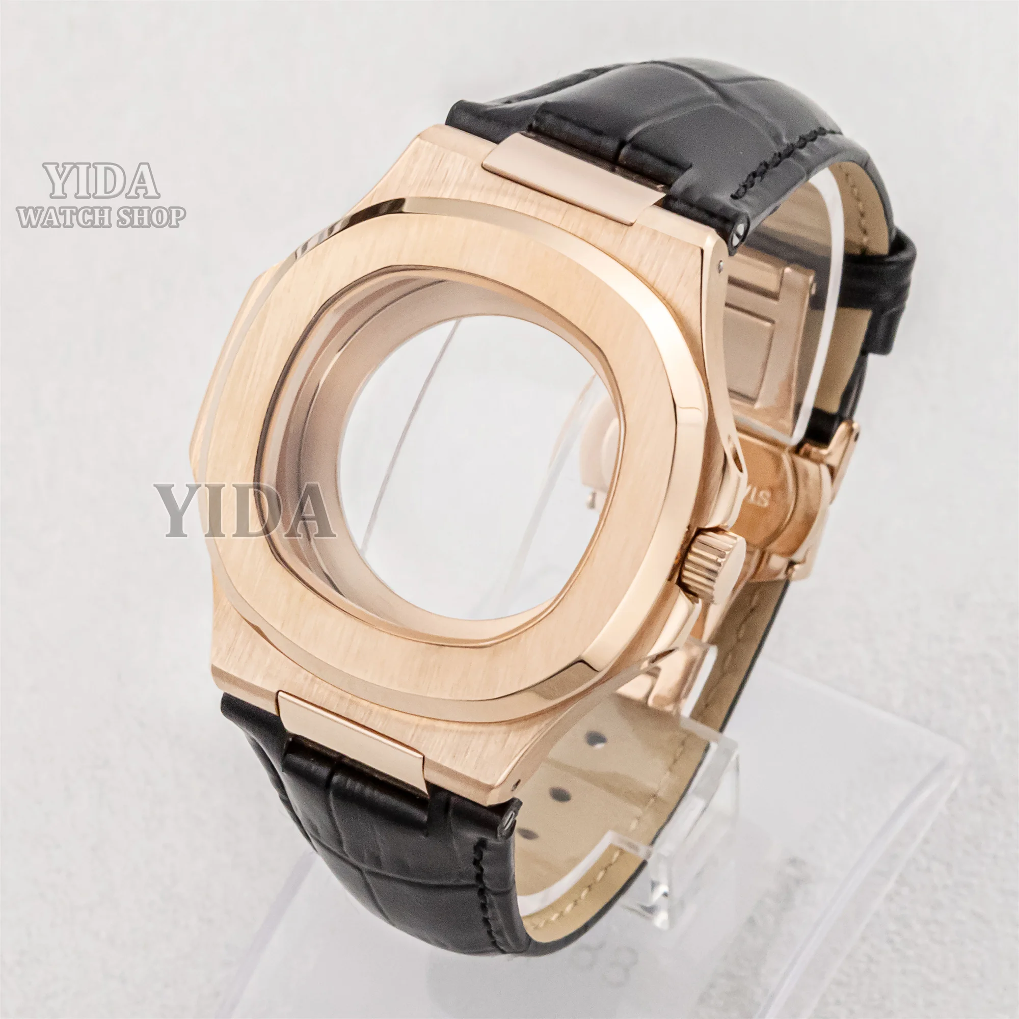 

41mm NH35 Case Genuine Leather Band 316L Stainless Steel Watch Case 10ATM Waterproof Case Fit Nautilus NH35 Movement Accessories