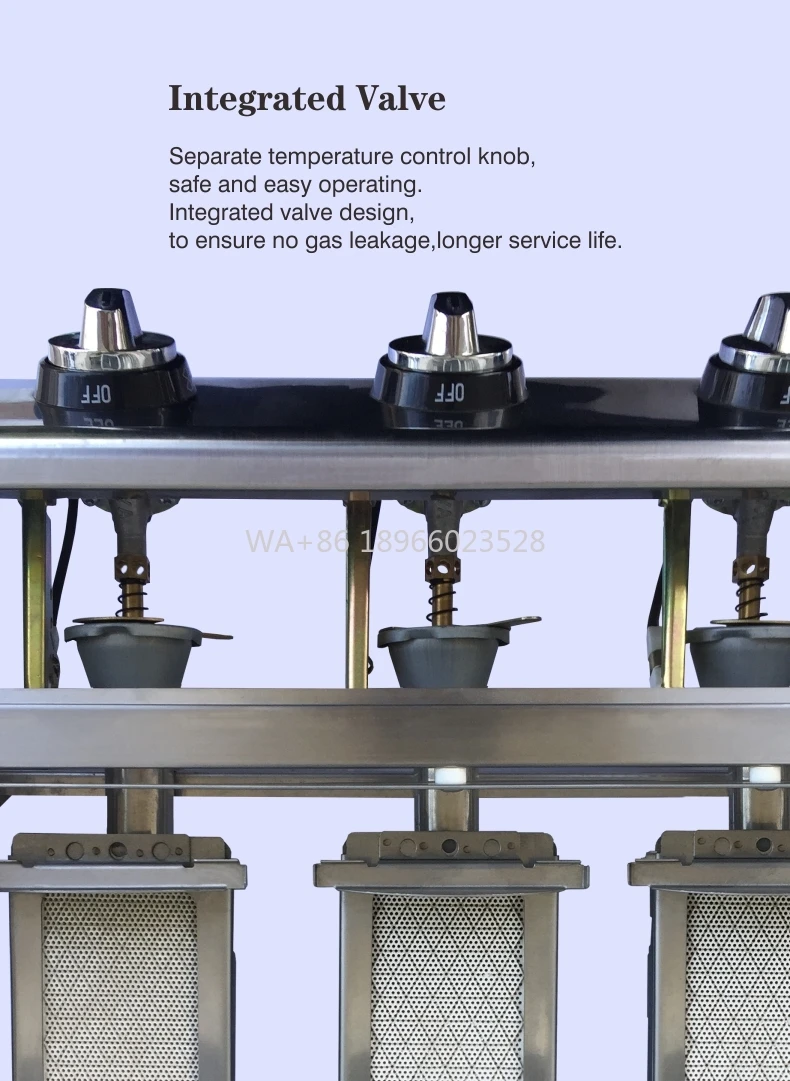 

Гриль для коммерческого использования на открытом воздухе, бездымные газовые грили для барбекю, высокоэффективные 6-конфорки, инфракрасная горелка для барбекю