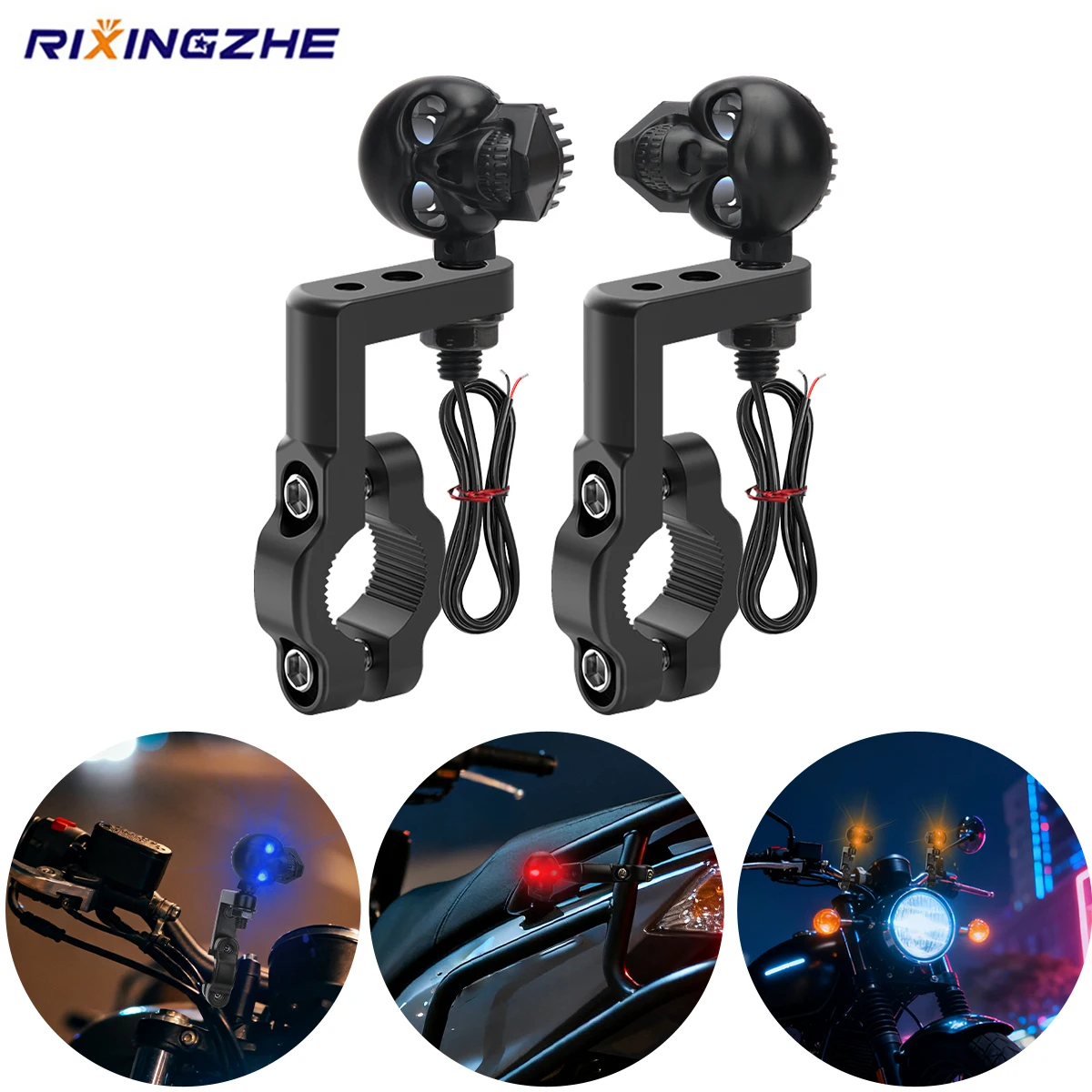 

2PCS Motorcycle LED Turn signal Light 12V Indicator with Bracket Day Running Light Decoration Lamp Motorbike Accessories