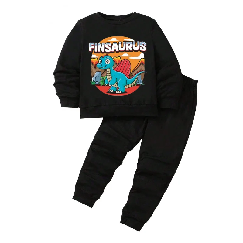 

IURNXB Children Clothes Set Baby Kids FINSAURUS 2pc Long Sleeve Top Pants Sweatsuits Spring Autumn Outfits 1-6Y