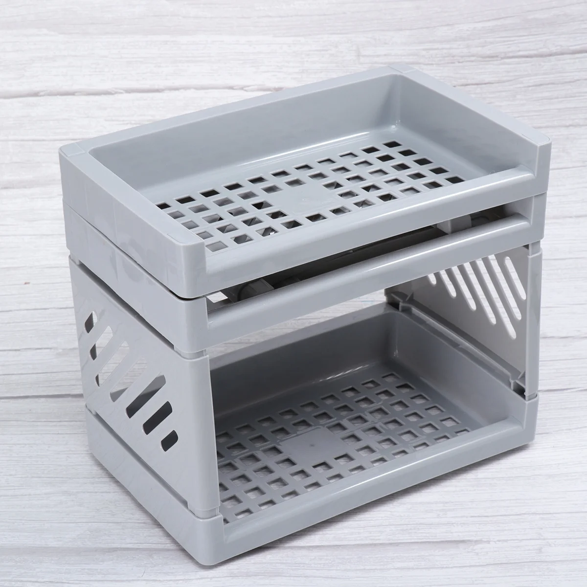 グレーの多層オーガナイザー、PP素材のデスクトップ収納ケース、メイクブラシ、アイライナー、マスカラ、ネイルポリッシュの整理に、デスクを整頓します