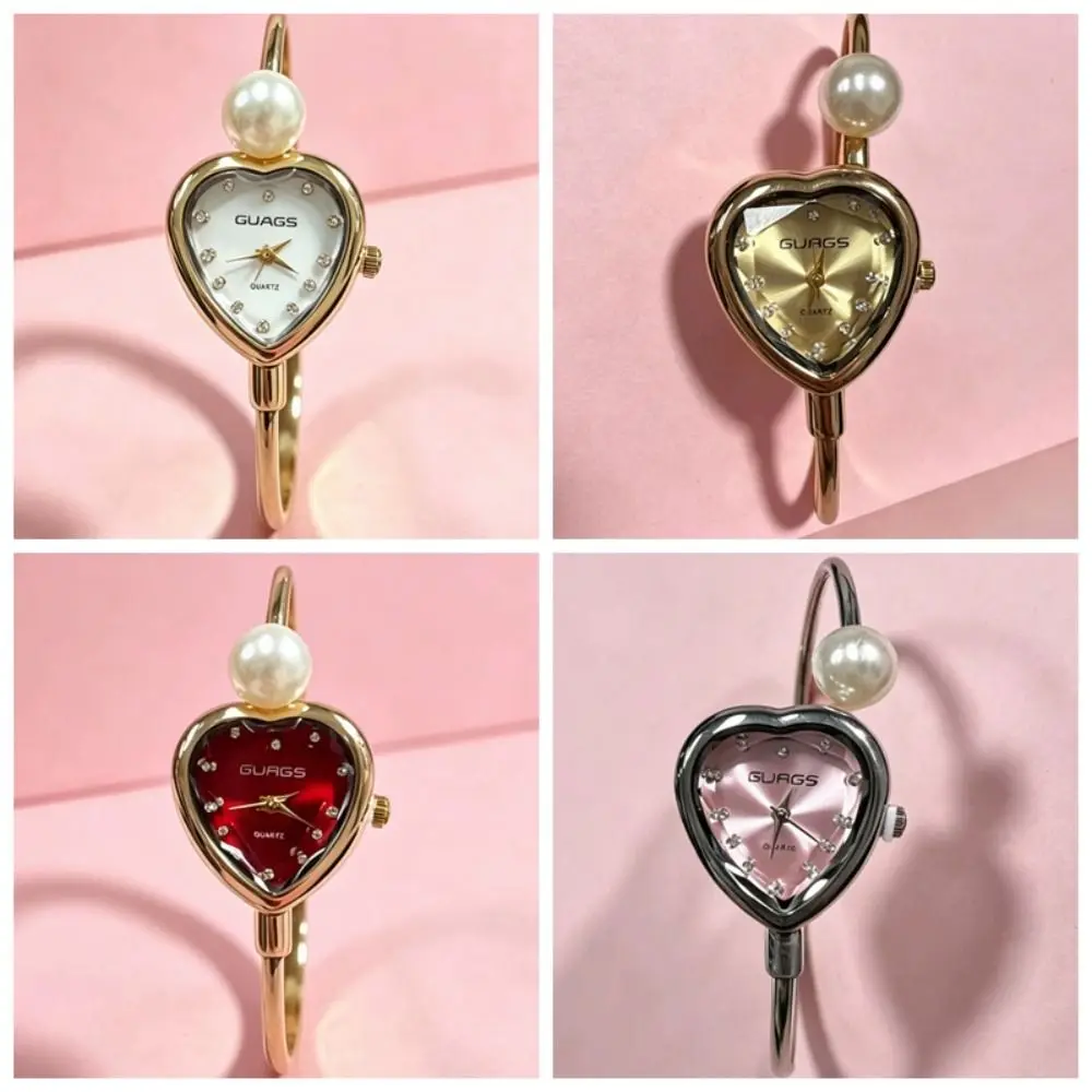 New Heart-shaped Dial Pearl Watch Adjustable Elegant Bracelet Watch Gift Luxury Ladies Watch for Women