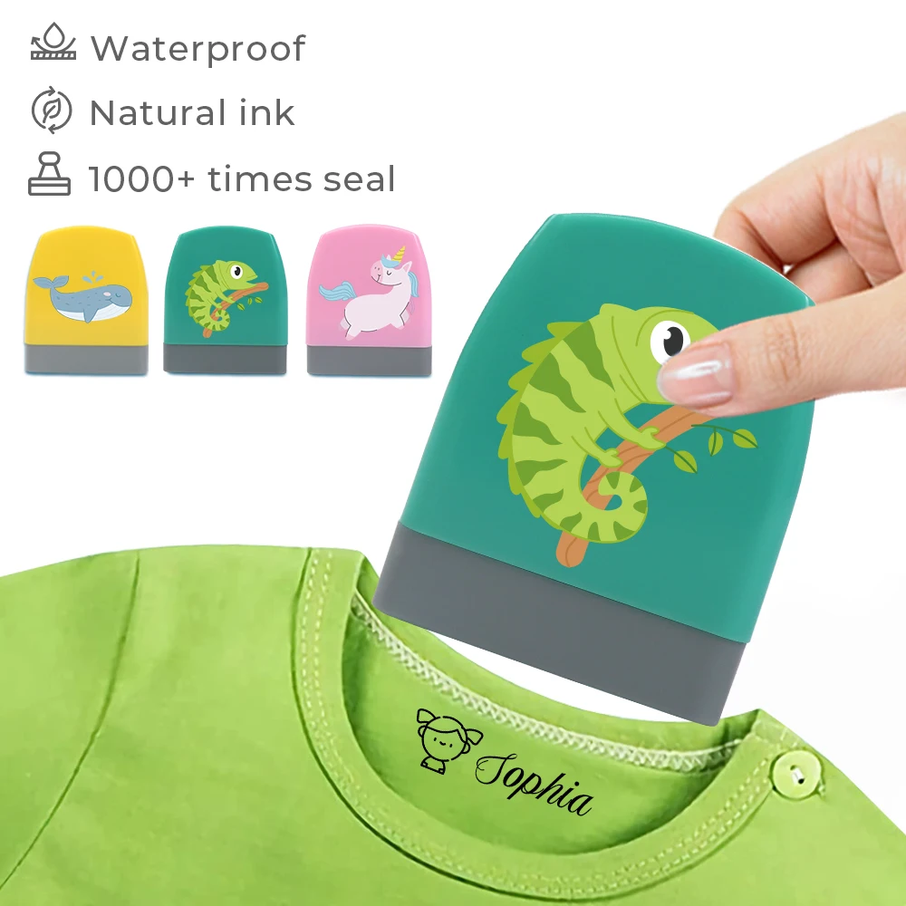 1 Stück Personalisierter Stempel mit individuellem Namen, Wal, Chamäleon, Einhorn, wasserfester Namensstempel für Kleidung, der nicht abwaschbar ist, Weihnachten