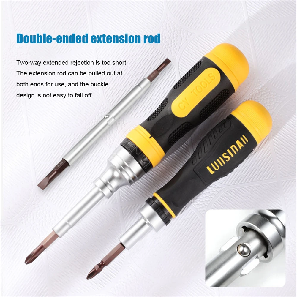 Screwdriver Bit Set Ratchet Screwdriver Push Power Tool S2 Dual Purpose Precision Professional Bolt Driver Tool 19 In 1 Portable