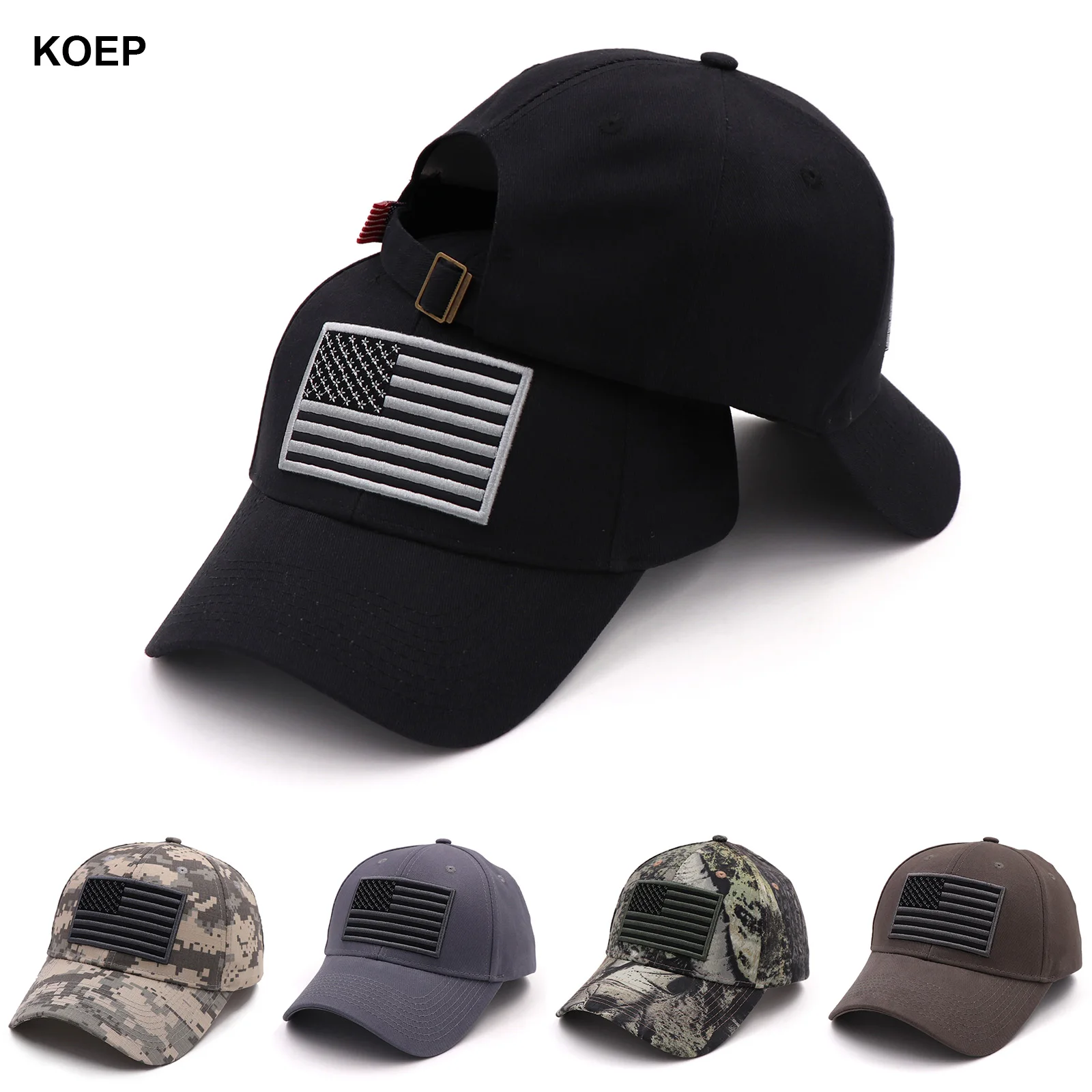 New American Flag CAMO Baseball Caps Outdoor Sport Snapback Hat Embroidery Fishing DAD Hats