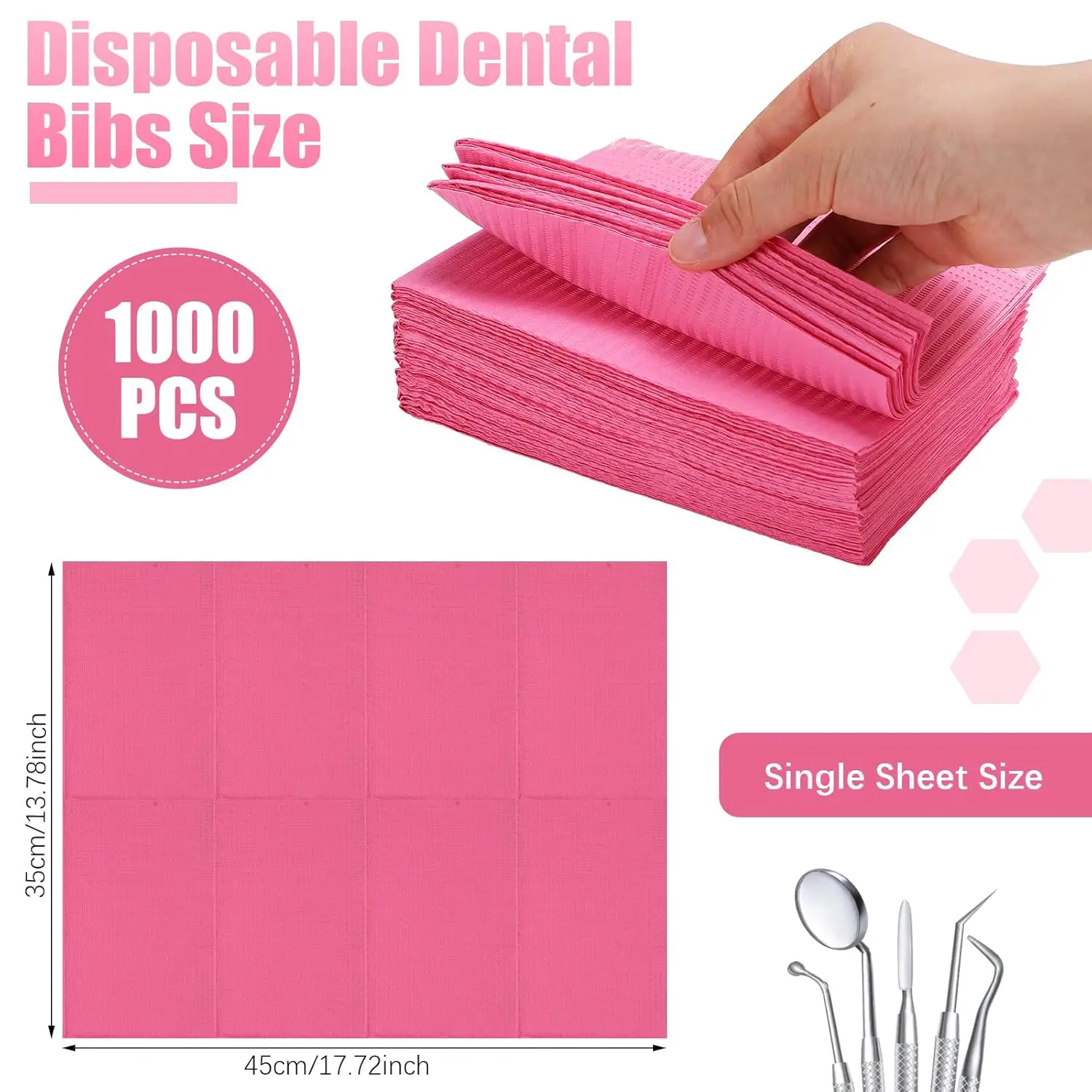 Lallisa 1000 Pcs Dental Bibs 13 X 18 Disposable 3 Ply Waterproof Wormhole Tattoo Bib Sheet For Patients Dentist Or Medical Tray