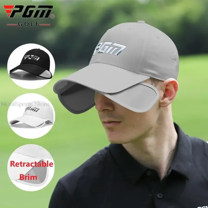 Pgm Summer Men Breathable Caps Retractable Visor Hat Male Anti-Sweat Beach Hat Headwear Men Fishing Hiking UV Protection Cap