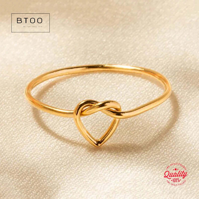 

14K Gold Filled Heart Love Knot Ring Boho Minimalist Knuckle Ring Gold Jewelry Anillos Mujer Gold Accessories Rings for Women