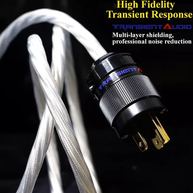 7NOCC Copper Silver-Plated Audio Amplifier Hi-Fi Grade 5-Core Power Cable with US Standard  Plug