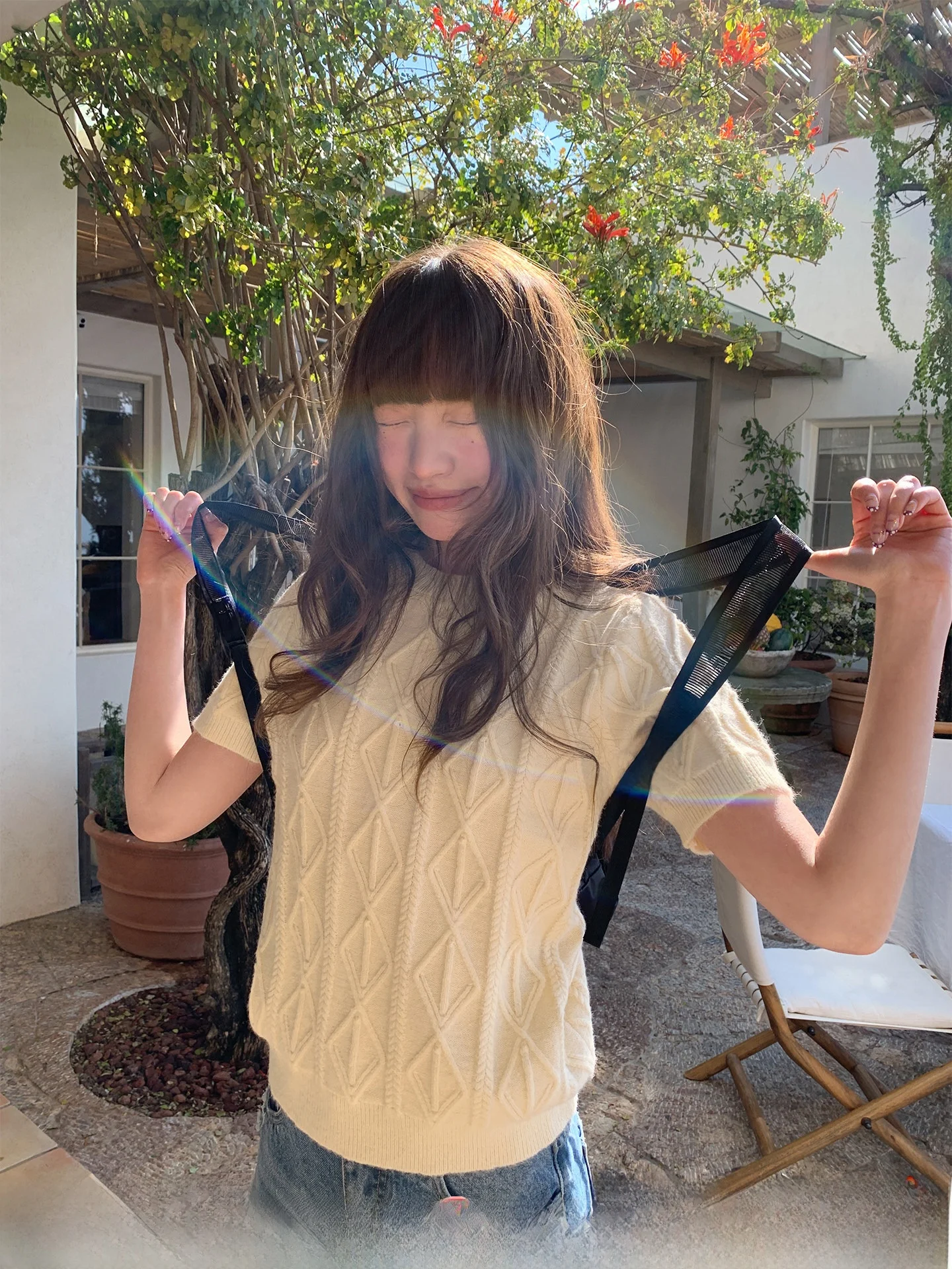 

Hello Retro Knitted Short Sleeve Overhead Texture T-Shirt Women Summer 2026 New Style Atmosphere Base Layer Knitwear