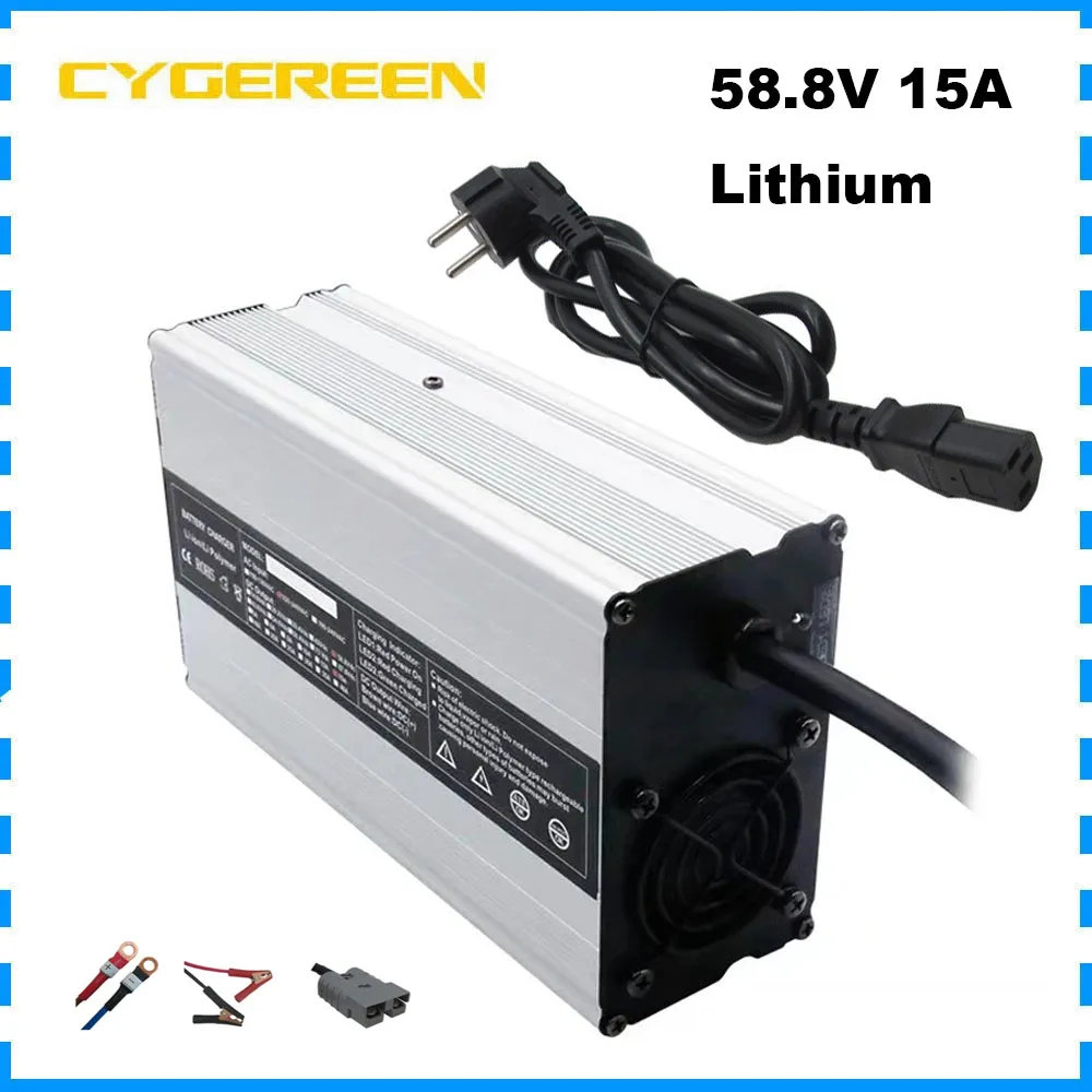 900W 58.8V 15A 14S Li-ion Fast Charger 52V 100AH 200AH Lithium Forklift RV Solar Tricycle UPS Battery Smart Chargers