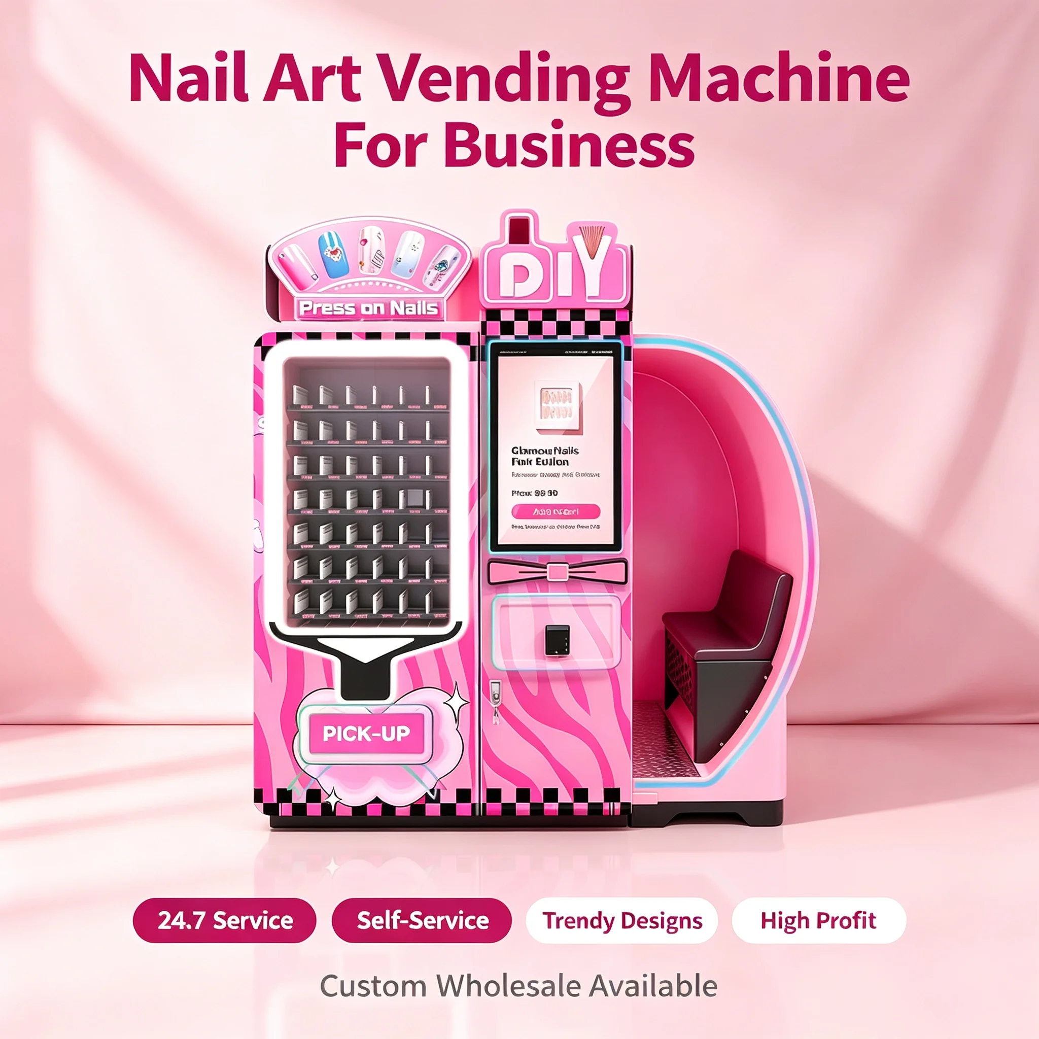 Commercial Nail Printing Machine - Hochprofitabler Nail-Art-Drucker-Verkaufsautomat, automatische Touchscreen-DIY-Druckeinheit für kommerzielle