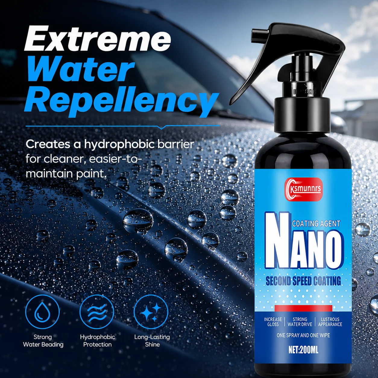 New Ultimate nano ceramic coating spraying, automotive paint protection, and hydrophobic glass coating water repellent