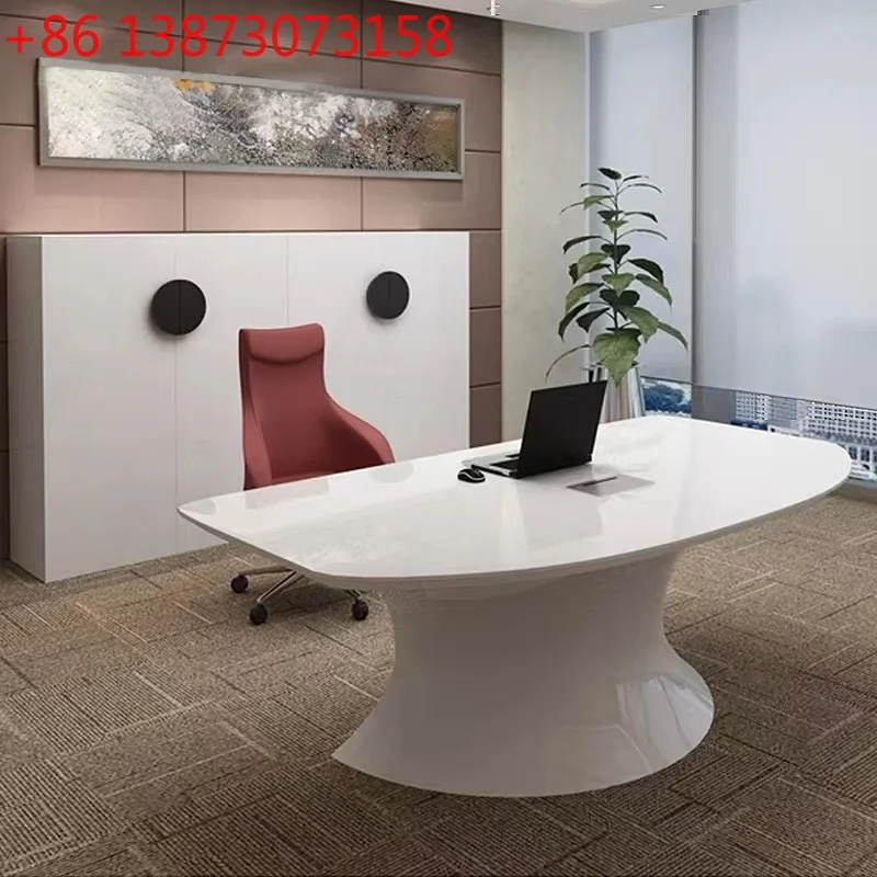 

02Consultation Table Reception Negotiation Beauty Salon Desk Home White Modern Minimalist Creative and Slightly Luxury Table