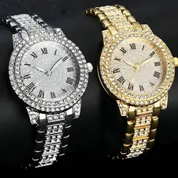 Relógio feminino moda bling cristal completo aço casual senhoras relógios feminino relógio de quartzo diamantes relógio de pulso para mulher