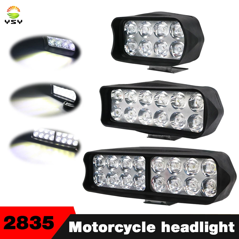 1pcs Motorcycle Headlight 12V Motorbike Spot Head Light 8 12 16 led Scooter ATV Moto Headlamp Motor auxiliary driving Work light