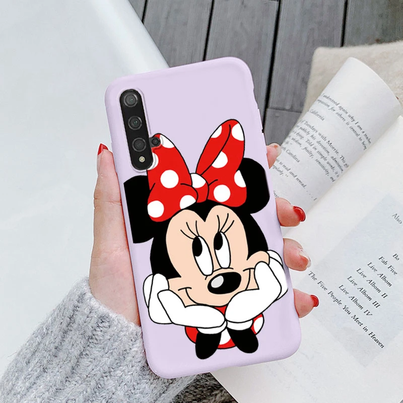 Coque en TPU souple Minnie et Mickey Mouse pour Huawei Nova 5 T, jolie housse de téléphone avec dessin animé, cadeaux pour filles