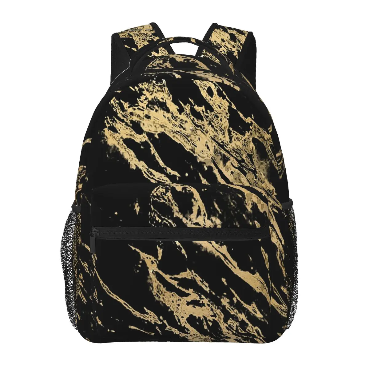 

Marble Golden Vein Student Backpack School Bag Hiking Travel Daypack for Men Women Fashion Bookbag Shoulder Bags