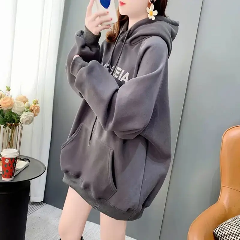 Aesthetic Korean Fashion Hoodie Clothes Sweatshirt Cute Hoodies for Women Loose Pink Casual Hooded Tops Female Streetwear Plain