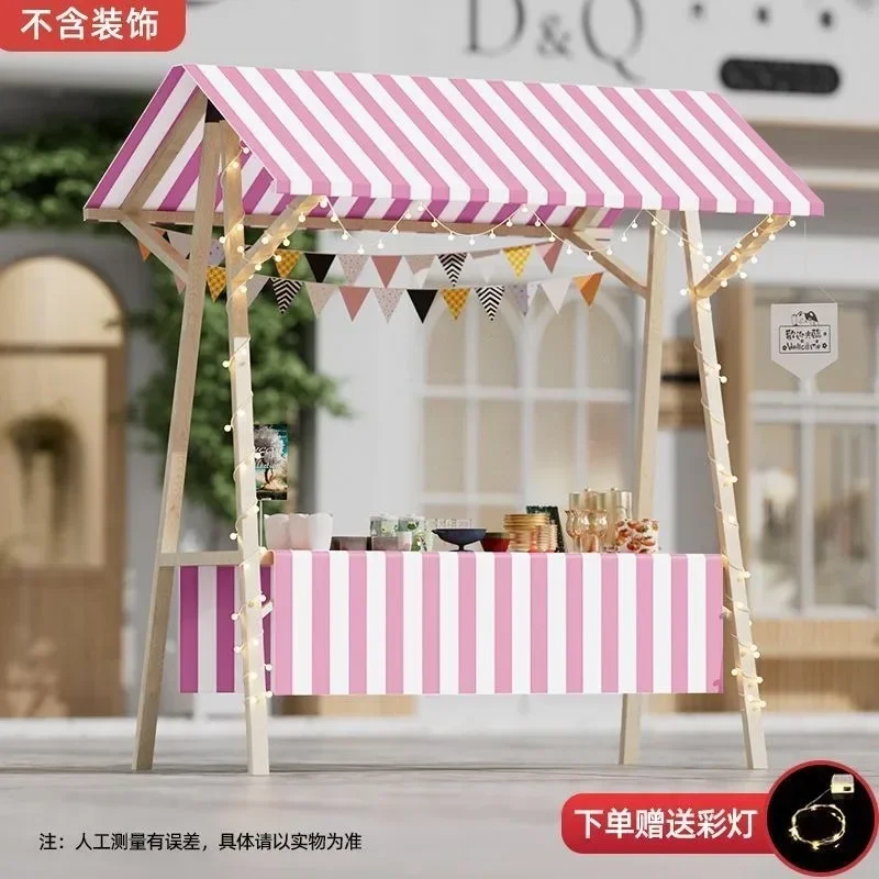 Folding mobile stall night market display stand market solid wood promotion cart custom outdoor shed snack car stall