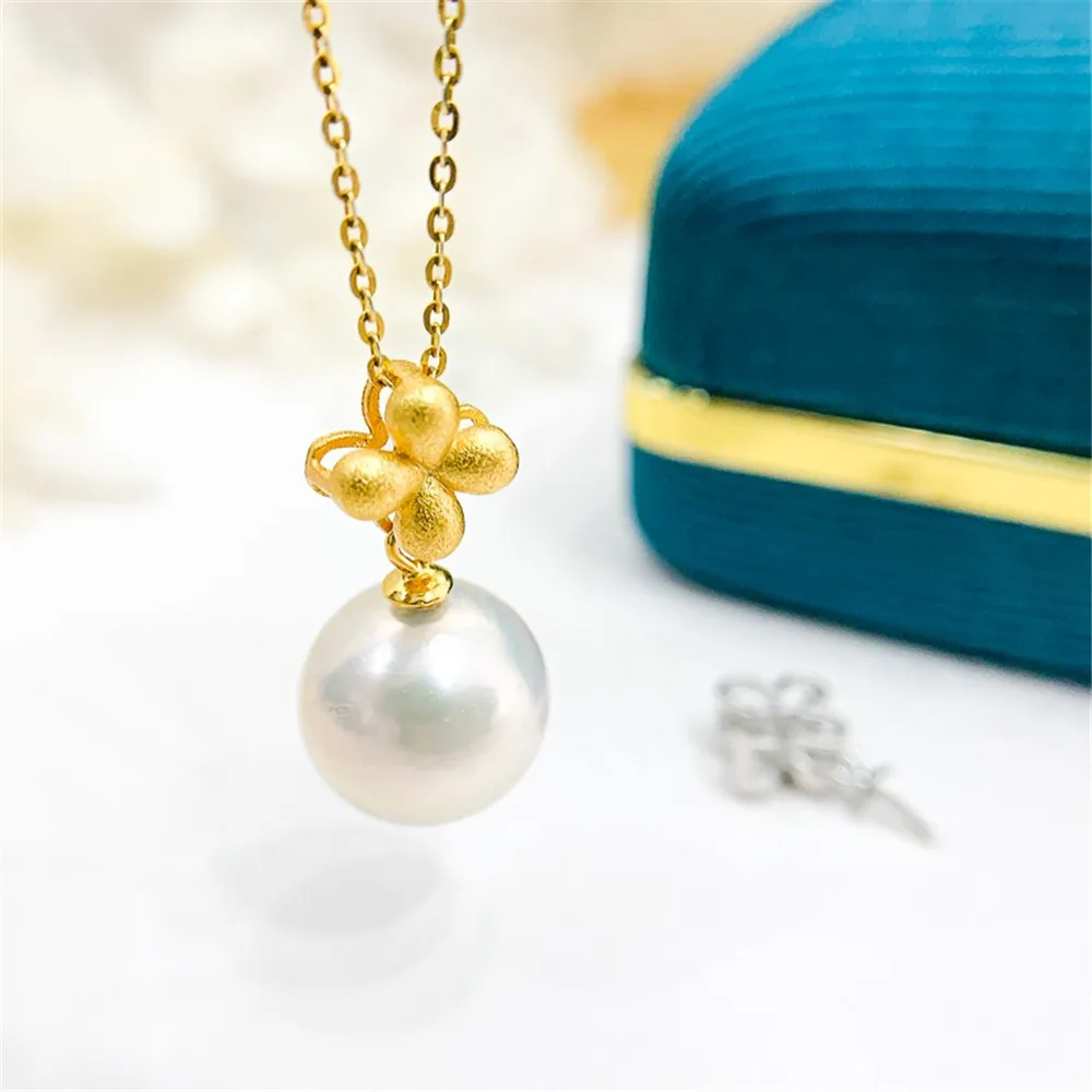 

DIY Pearl Accessories S925 Sterling Silver Pendant Empty Gold K Gold Version Necklace Pendant Fit 10-15mm Round D461