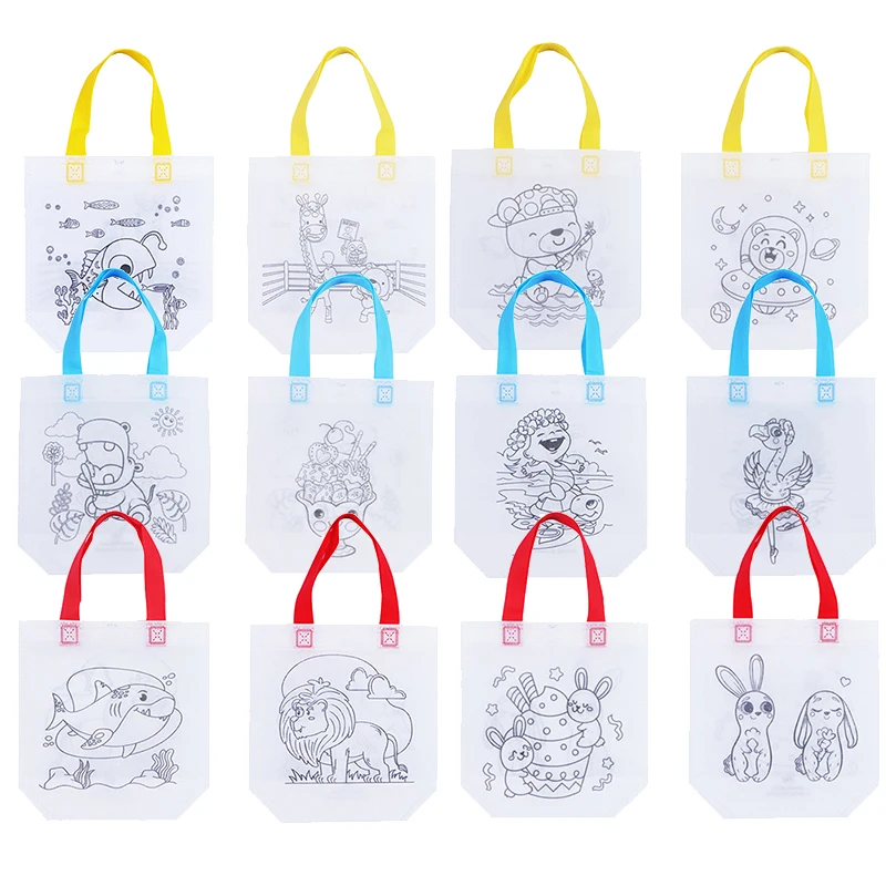 DIY Graffiti Bags with Coloring Marker Painting Non-Woven Gift Bags For Kids Arts Crafts Color Filling Drawing Toys For Boy Girl