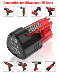 2 Pack 3.0Ah Replacement Battery for Milwaukee M-12 Battery Compatible for Milwaukee 12V Heated Jacket & 48-11-2440 48-11-2402
