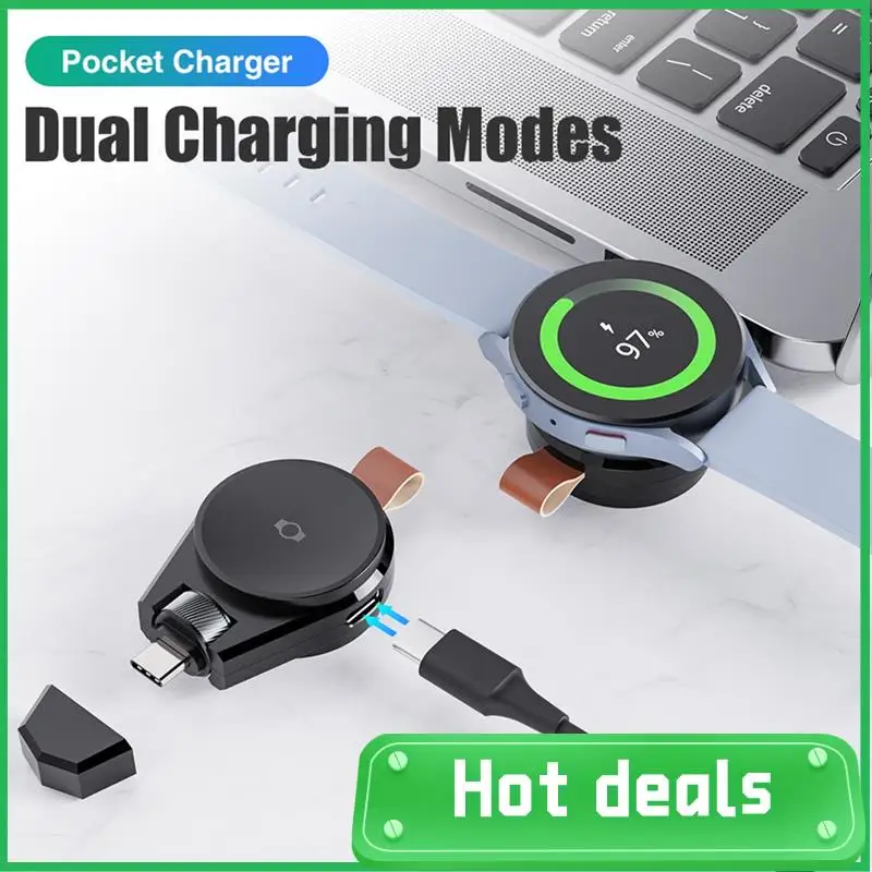 

Магнитное зарядное устройство с двойным портом C для Galaxy Watch 6/5/Pro/4/3/Active 2, USB-док-станция для зарядного устройства для часов 6/4 Classic