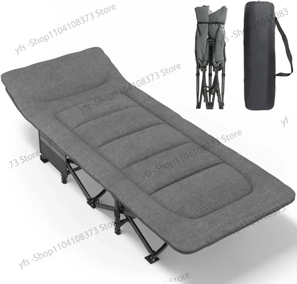 

Camping Cot for Adults with Cushion and Pillow, Portable Folding Bed for Sleeping, Lightweight Tent cot with Carry Bag for Kids