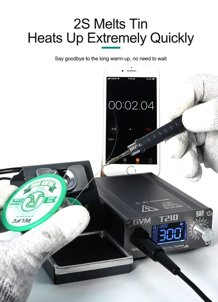 

NEW GVM T210 Phone Repair Soldering Station With Soldering Tips Led Display Electric Soldering Iron Kit Set Welding Rework