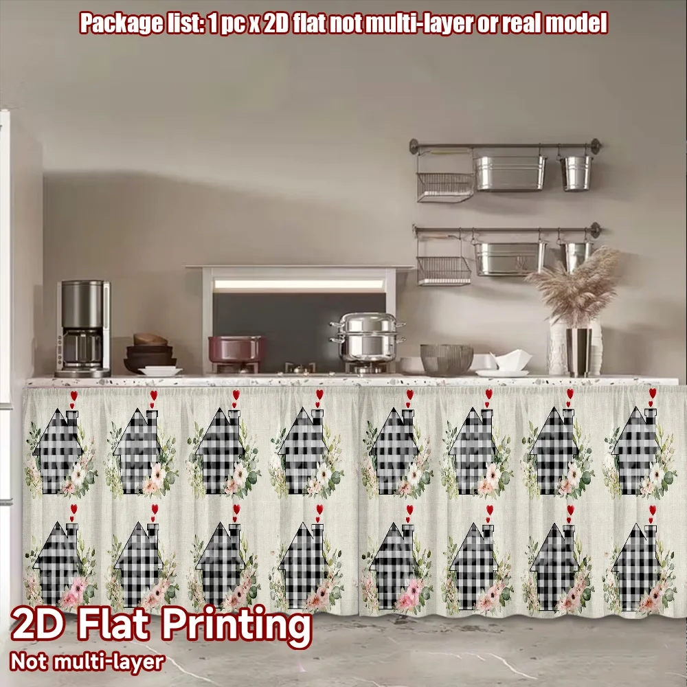 2D flat 1pc French romantic style Valentine's Floral Cottage Digital printing French country style curtains, suitable for