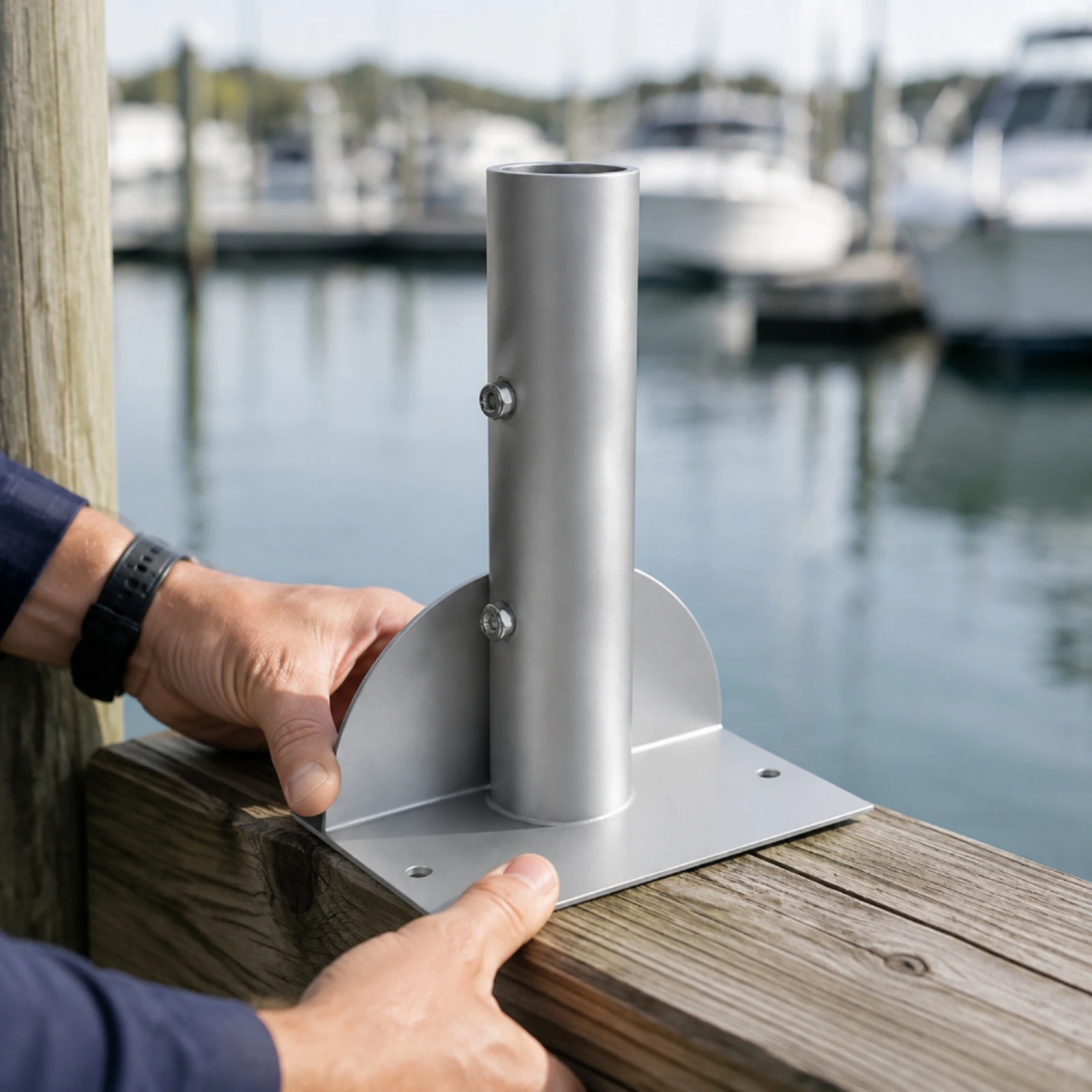 Dock Guide Post Bracket Corrosion-Resistant Boat Dock Guide Post Bracket with Stainless Steel Base Adjustable Rust-Proof