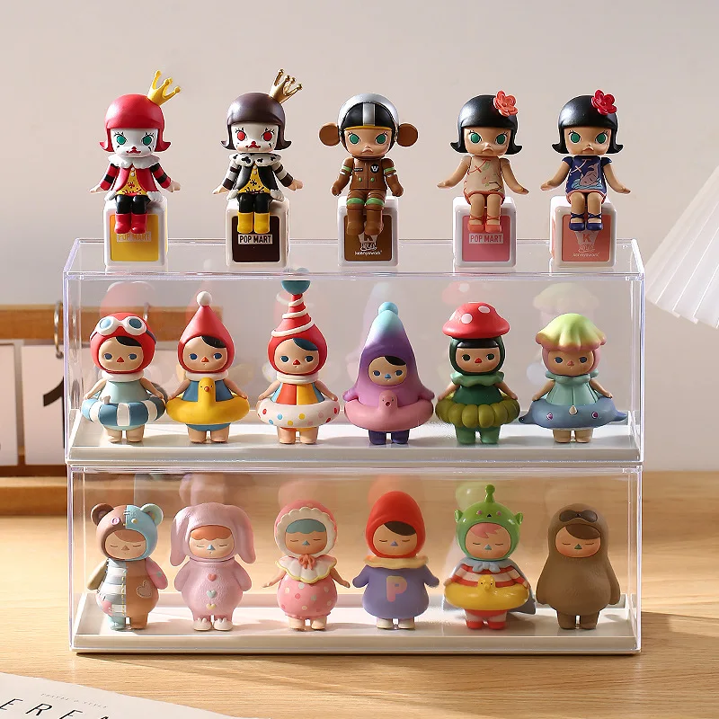 Clear Showcase Cartoon Doll Acrylic Blind Box Figures Display Case Figures Display Stand Dust Proof Doll Toy Storage Box