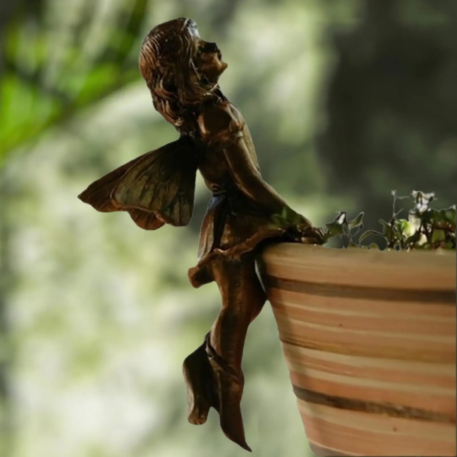 4 Pieces Flying Fairies Figurines Flower Fairy Potted Pendant Fairy Garden,Angel Statue Flower Pot Huggers for Garden Lawn