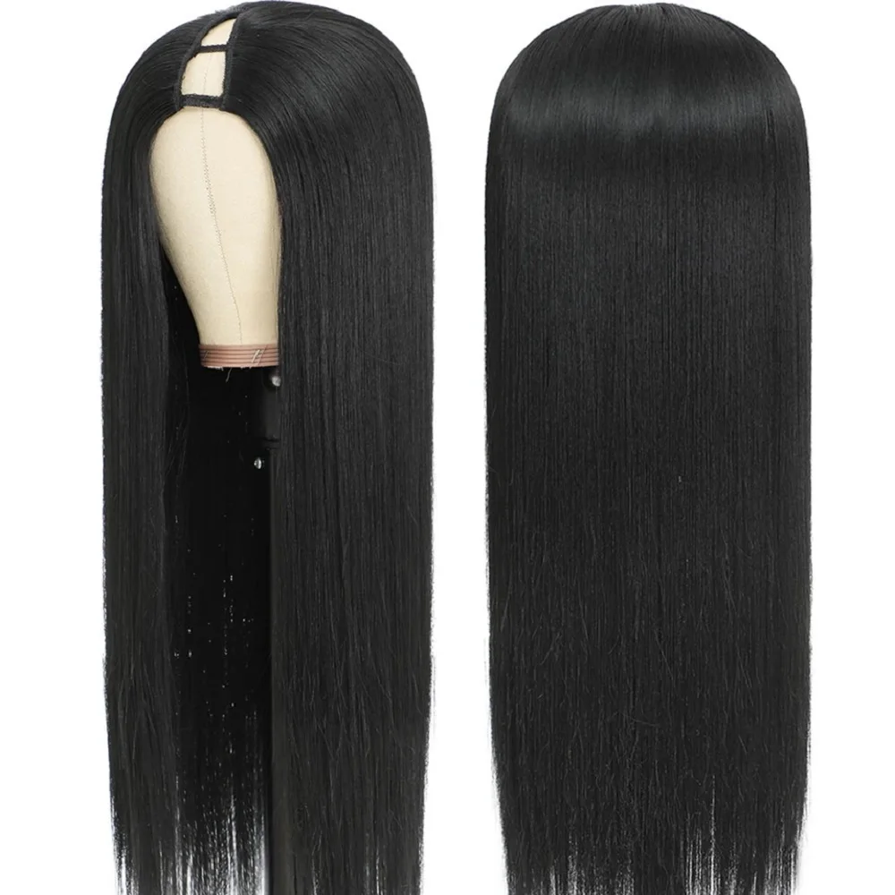 30 32 Inch Natural Colored Straight Human Hair Wigs Preplucked Ready To Wear 200 Density Upgrade V Part Straight Glueless Wigs