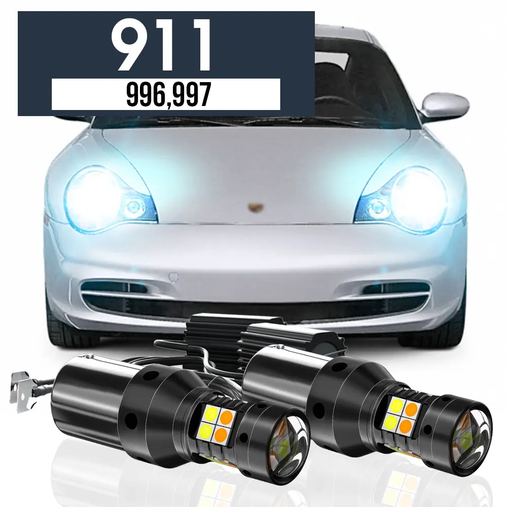 

2x LED Dual Mode Turn Signal+Daytime Running Light Blub DRL Canbus Accessories For Porsche 911 (996,997)1997-2008 2005 2006 2007