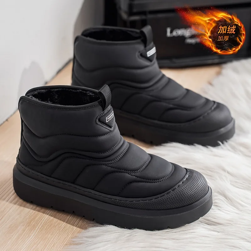New Trendy Fashion Thick Bottom Casual Autumn and Winter with Velvet High Top British Versatile Casual Cotton Shoes