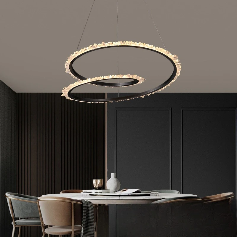 

Stainless steel black light luxury art living room chandelier