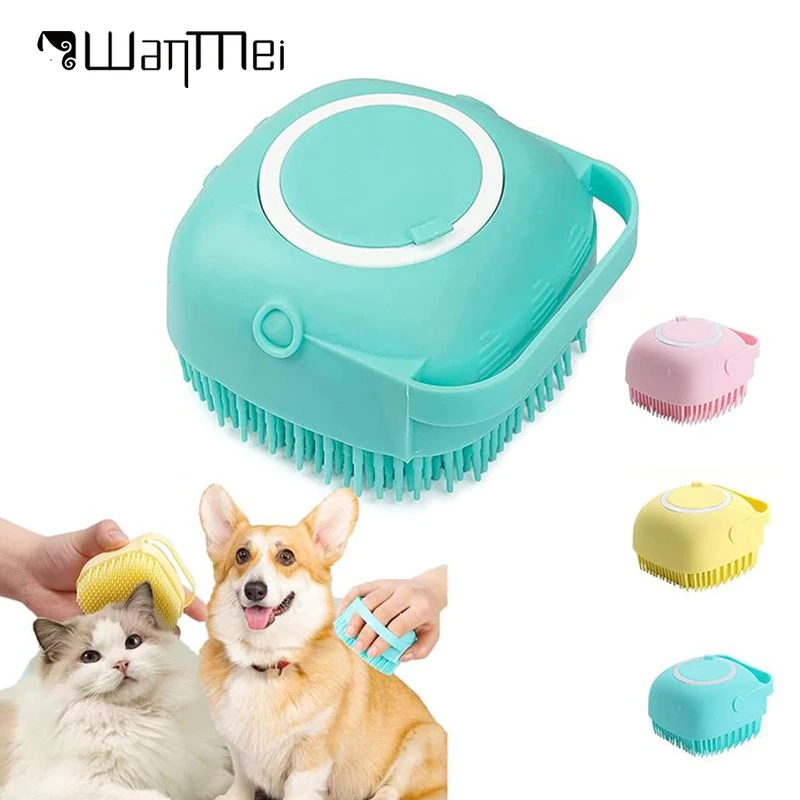 Dog Bath Brush Soft Silicone Dog Shampoo Brush Pet Grooming Bath Massage Brush Shampoo Dispenser Dog cat Shower Pet  dropship