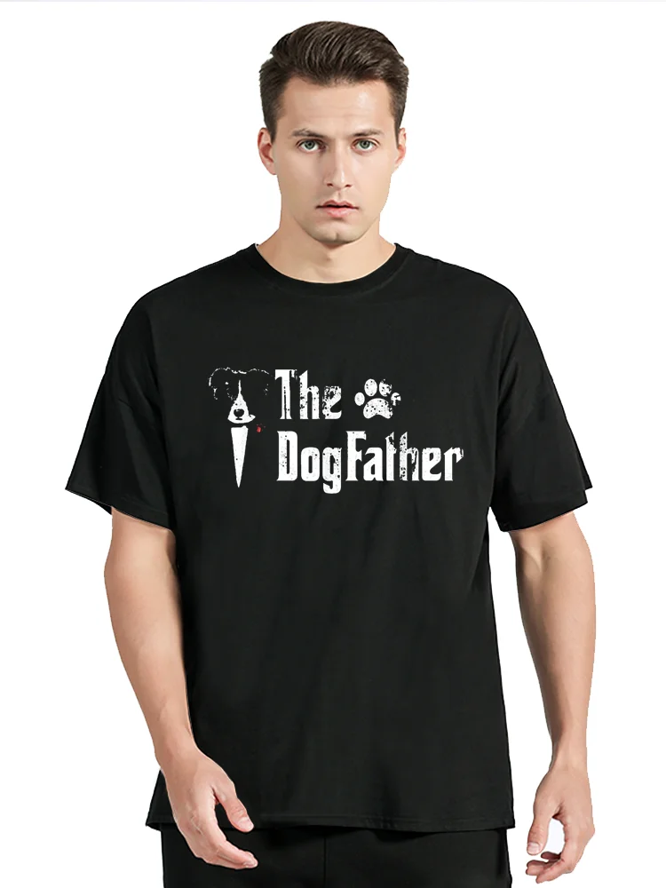 Funny The Dogfather Border Collie Dog Dad T Shirt Father's Day Graphic Streetwear Short Sleeve Birthday Gifts Summer T-shirt