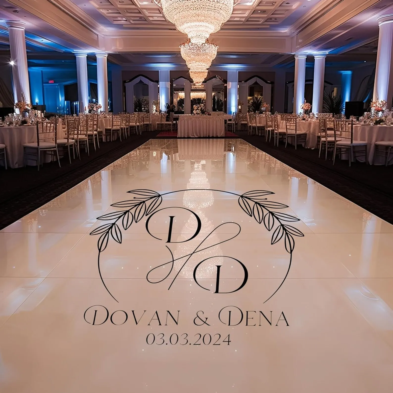 Dance Floor Wedding Logo - Customized Wedding Initial Decoration - Personalized Home Stickers,