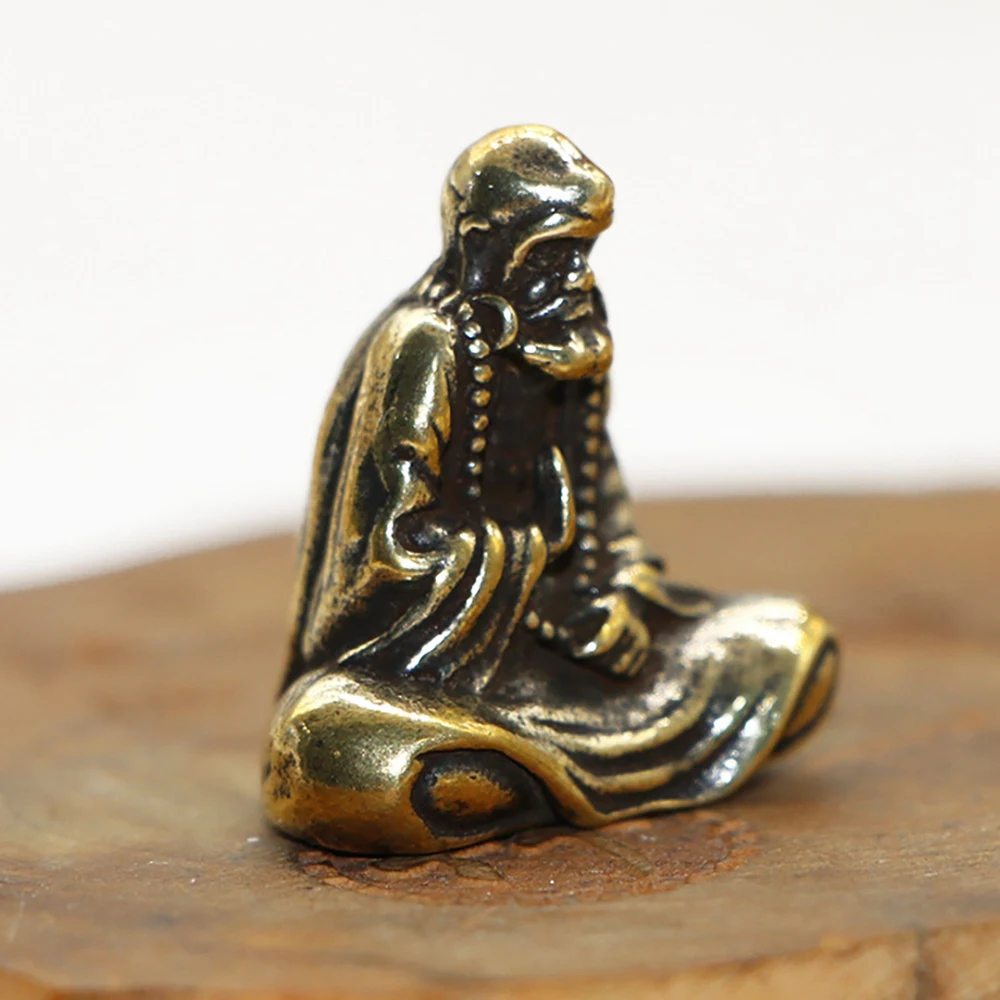 Premium-Retro Brass Buddha Mini Statue Bodhidharma Master Figurines Desk Decoration Handcrafts Gifts Miniatures