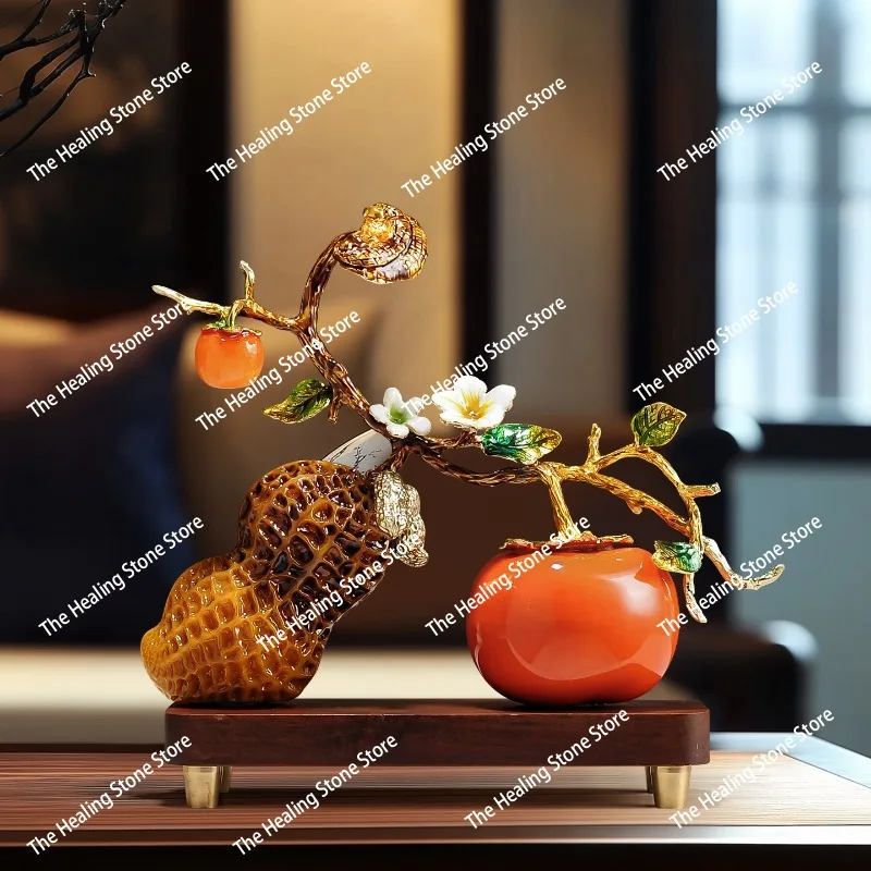 Good things happen, persimmon ornaments, high-end living room, TV cabinet, wine cabinet, Bogu rack, decorative ornaments