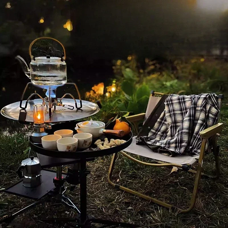 FashionCommercial Lightweight Round Table Outdoor Removable Backpacking Supplies Folding Camping Table Aluminium Portable