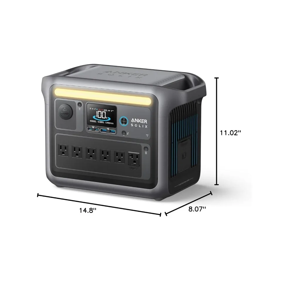 Portable Power Station 1800W Solar Generator 1056Wh LiFePO4 Battery Fast Charge 58Min Home Backup Outdoor Camping, Custom