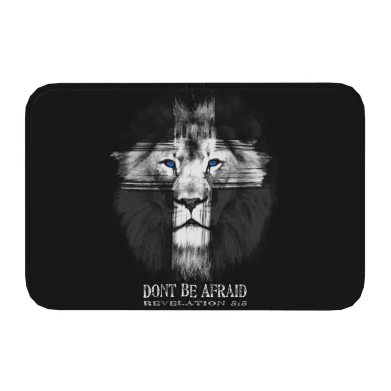 Lion Of The Tribe Of Judah Cross Doormat Anti-Slip Bathroom Kitchen Mat Toilet Door Floor Entrance Carpet Rug